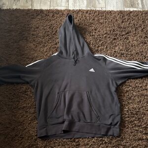 Adidas Charcoal Hoodie with White Accents